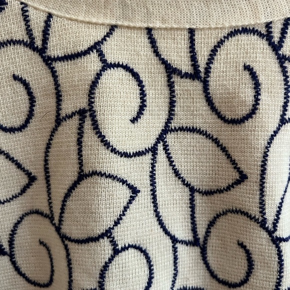 Devernois Ivory Cardigan with Navy Swirl Embroidery - Picture 4 of 6
